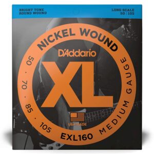 D'Addario EXL160 Nickel Wound Bass Guitar Strings Medium 50-105 Long Scale