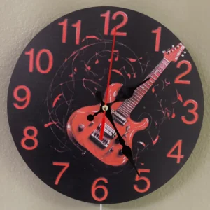 Red Electric Guitar Clock