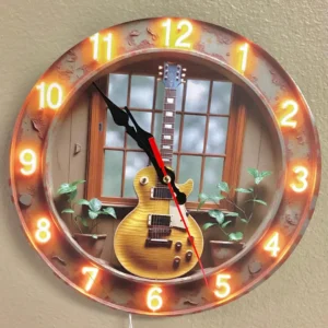 Yellow Electric Guitar Clock