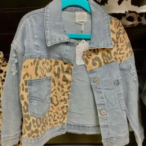 Girl's Leopard Print Denim Jacket