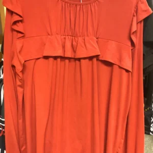 Women's Red Ruffle Blouse