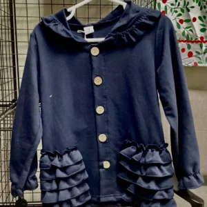 Girl's Navy Ruffled Jacket