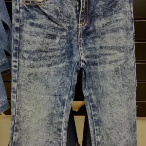 Girl's Faded Denim Asymmetrical Hem Jeans