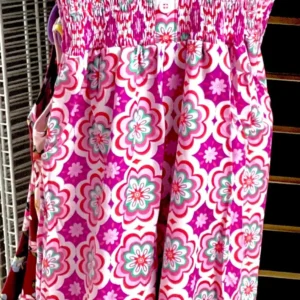 Girl's Shirred Fuschia Summerdress