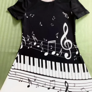 Girl's Shortsleeved Piano Dress