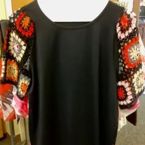 Women's Black Crochet Sleeve Blouse