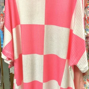 Pink Check Oversized Tee