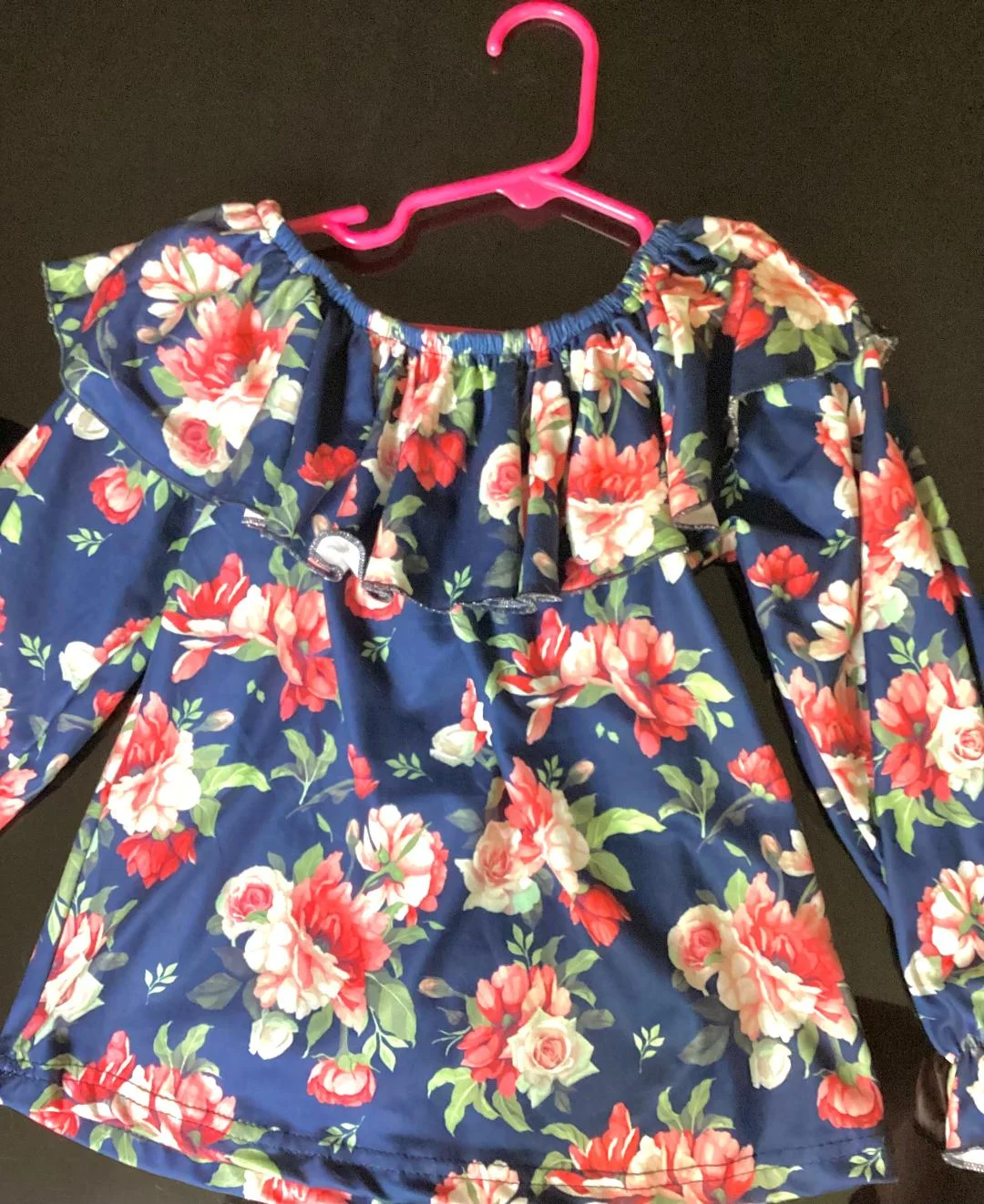 Girl's Floral Ruffle Blouse